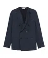 Boglioli Navy Blue Double-breasted Cotton Jacket In Black