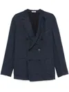 Boglioli Navy Blue Double-breasted Cotton Jacket In Blue