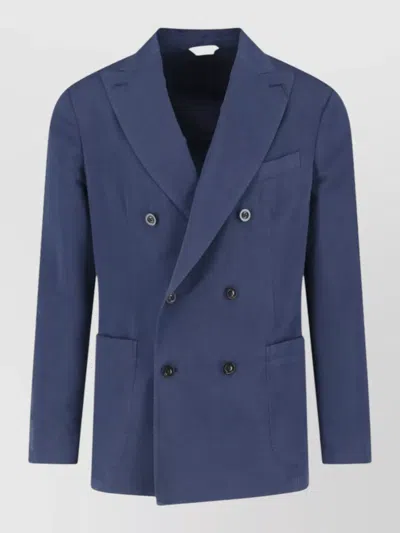 Boglioli Double Breasted Blazer Notch Lapel Long Sleeves In Blue