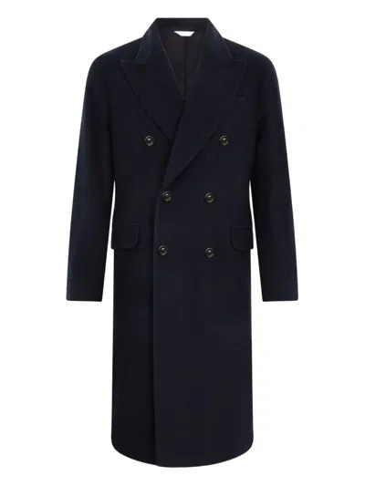 Boglioli Double-breasted Cashmere Coat In Blue