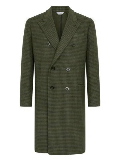 Boglioli Double-breasted Check Coat In Green