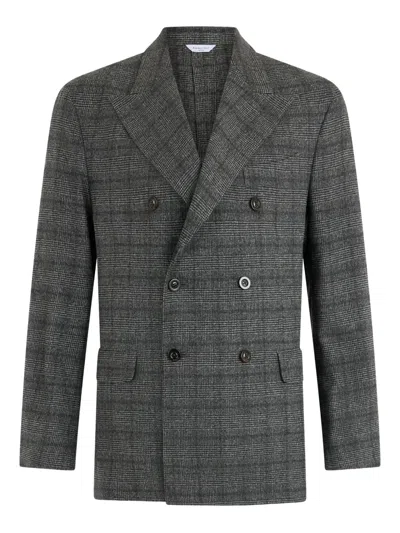 Boglioli Double-breasted Check-pattern Blazer In Gray