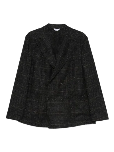Boglioli Double-breasted Check-pattern Jacket In Black
