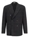 Boglioli Double-breasted Checked Blazer In Gray