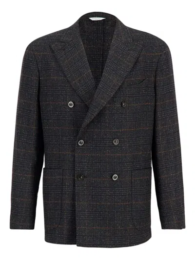 Boglioli Double-breasted Checked Blazer In Gray