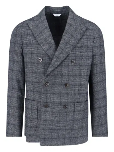 BOGLIOLI DOUBLE-BREASTED CHECKED BLAZER