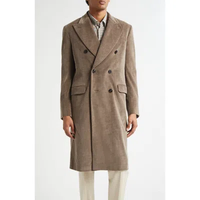 Boglioli Double Breasted Corduroy Coat In Brown