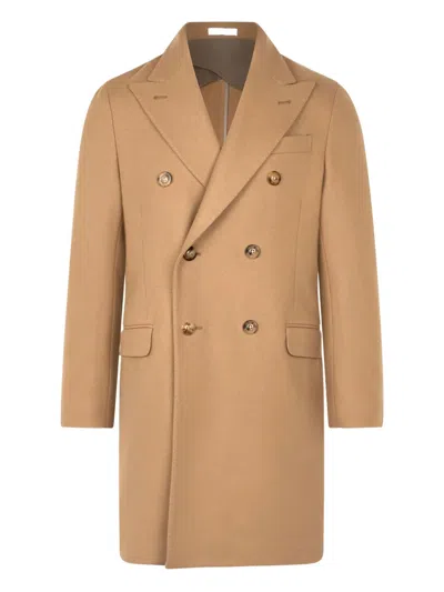 Boglioli Double-breasted Horn-button Coat In Brown