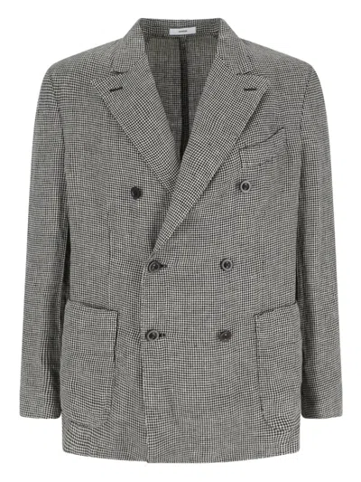 Boglioli Double-breasted Houndstooth Blazer In Black