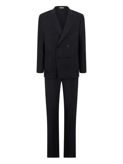 Boglioli Double-breasted Patch-pocket Suit In Black