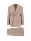 Boglioli Tailored Double-breasted Suit With Notched Lapel And Textured Fabric In Neutral