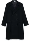 Boglioli Double-breasted Wool Blend Coat With Tailored Fit And Detailing In Black