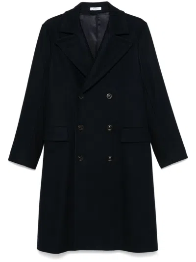 Boglioli Double-breasted Wool Blend Coat With Tailored Fit And Detailing In Black