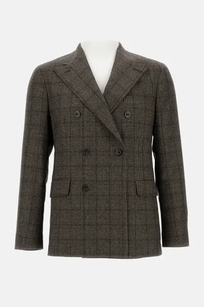Boglioli Double-breasted Wool Blend Jacket In Multi