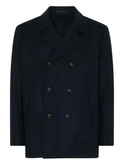 Boglioli Double-breasted Wool-blend Peacoat In Blue