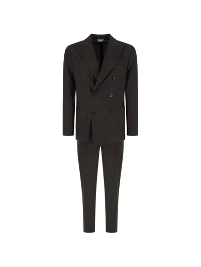 Boglioli Double-breasted Checked Wool Suit In Black