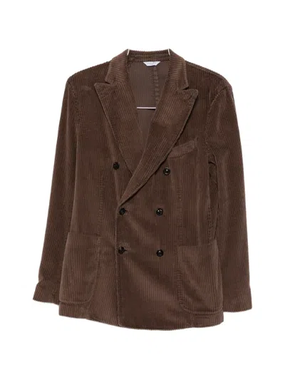 Boglioli Double-breasted Corduroy Jacket In Brown