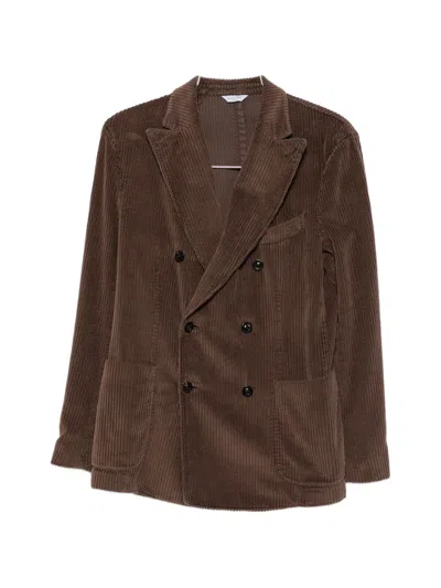 Boglioli Double-breasted Corduroy Jacket In Brown