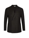 Boglioli Herringbone Double-breasted Wool Blazer In Black
