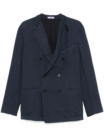 Boglioli Double-breasted Navy Jacket For Men In Blue