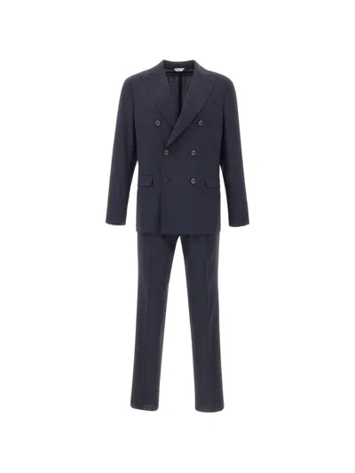 Boglioli Double-breasted Peak-lapels Suit In Blue
