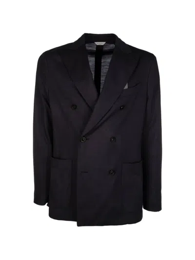 Boglioli Double-breasted Wool Blazer In Black