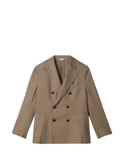 Boglioli Double-breasted Wool Blazer In Brown