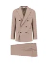 Boglioli Tailored Double-breasted Suit With Notched Lapel And Textured Fabric In Pink