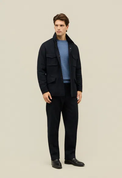 Boglioli Flannel Padded Field Jacket In Blue