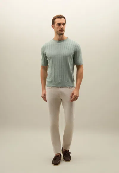 Boglioli Flat Rib Linen T-shirt In Mint Green