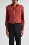 Boglioli Garment-dyed Linen Shirt In Rust