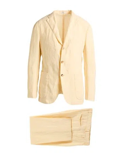 Boglioli Four Elements Man Suit Pastel Yellow Size 38 Linen