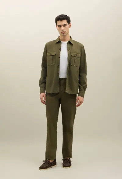 Boglioli Garment Dyed Cotton Loose Trousers In Green
