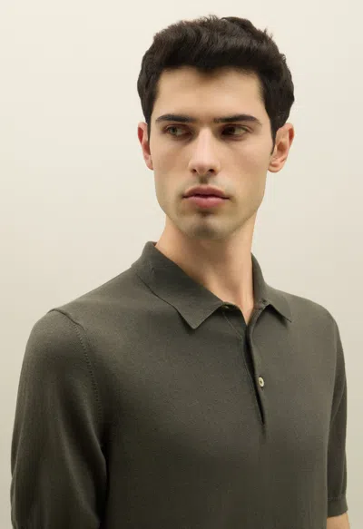 Boglioli Garment Dyed Cotton Short-sleeve Polo In Moss