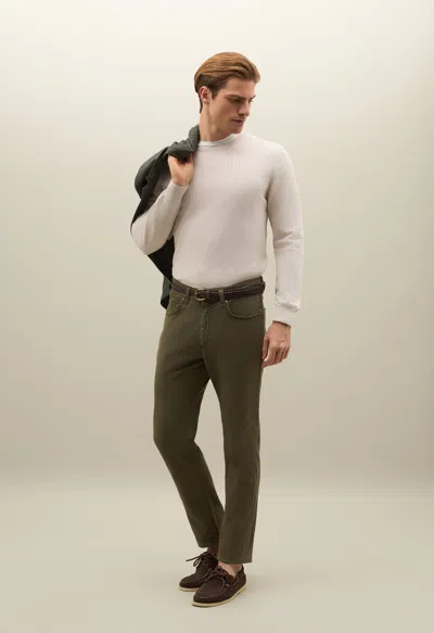 Boglioli Slim-fit Pleated Garment-dyed Cotton-blend Corduroy Suit Trousers In Moss