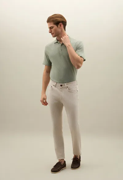 Boglioli Garment Dyed Cotton Silk 5-pocket Trousers In White