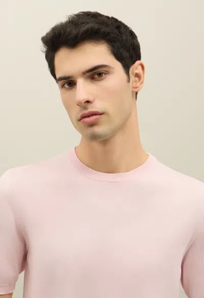 Boglioli Garment Dyed Cotton T-shirt In Pastel Pink