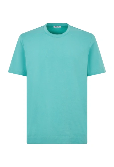 Boglioli Garment-dyed Cotton T-shirt In Turquoise
