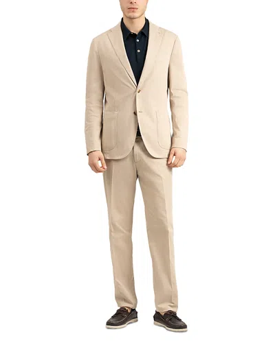 Boglioli Garment Dyed Cotton Twill Slim Fit Suit In Beige