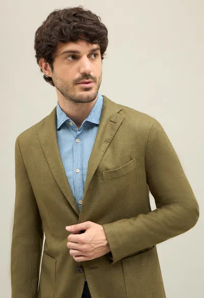 Boglioli Garment Dyed Light Wool K-jacket In Green