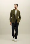 Boglioli Garment Dyed Linen Double-breasted Dover Jacket In Green