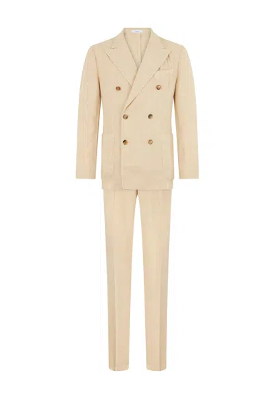 Boglioli Garment Dyed Linen Dover Suit In Beige