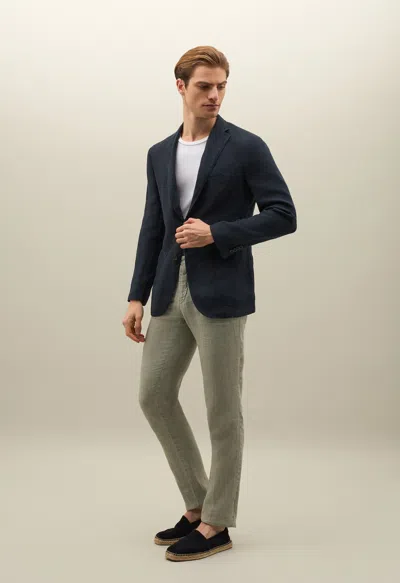 Boglioli Garment Dyed Linen K-jacket In Blue