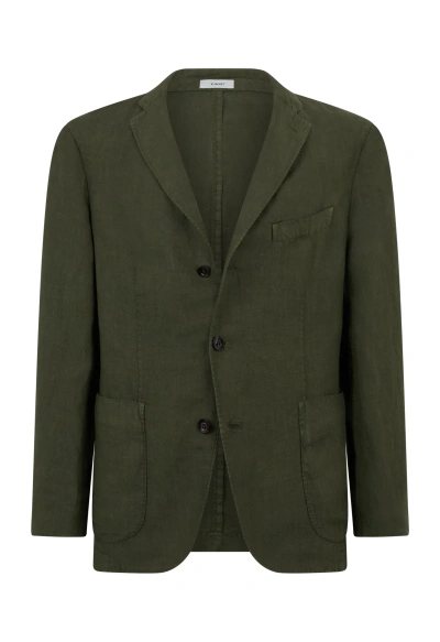 Boglioli Garment-dyed Linen K-jacket In Green