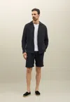 Boglioli Garment Dyed Linen Pleated Bermuda Shorts In Blue