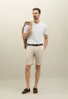 Boglioli Garment Dyed Linen Pleated Bermuda Shorts In Light Beige