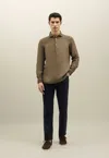 Boglioli Garment Dyed Linen Polo Shirt In Green-brown