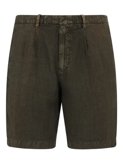 Boglioli Garment-dyed Linen Shorts In Green