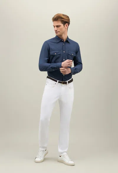 Boglioli Garment-dyed Poplin Shirt In Blue