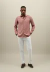 Boglioli Garment-dyed Long-sleeved Shirt With Classic Collar In Pink